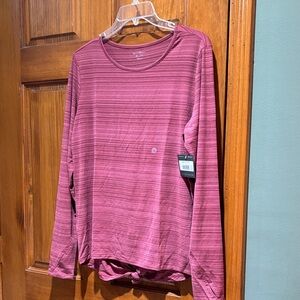 Eddie Bauer Women's Long Sleeve Striped Top - Berry